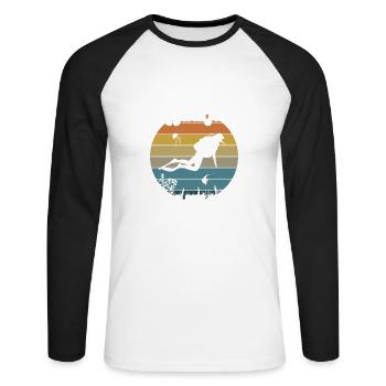 Cette légende de plongeur a 40 ans et 40 ans - T-shirt baseball manches longues Homme - blanc/noir - Devant - Nik (191cm)