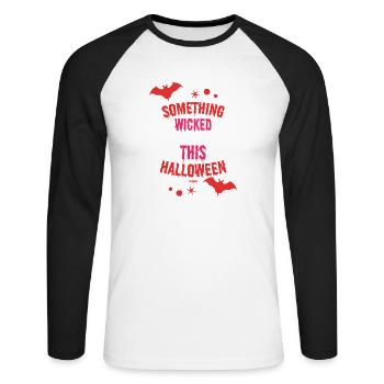 Halloween Bat Monster - Unisex Long Sleeve Baseball T-Shirt - white/black - Front - Nik (191cm)