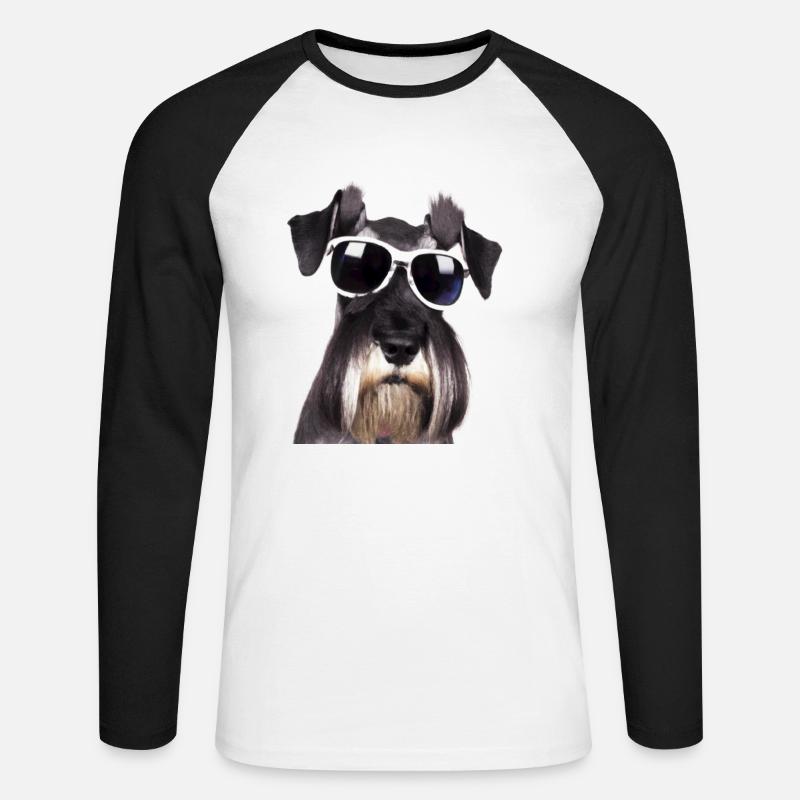 Miniature Schnauzer - Unisex Baseballshirt langarm - Weiß/Schwarz