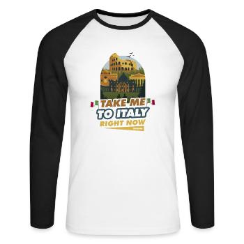 Italie - T-shirt baseball manches longues Homme - blanc/noir - Devant - Nik (191cm)