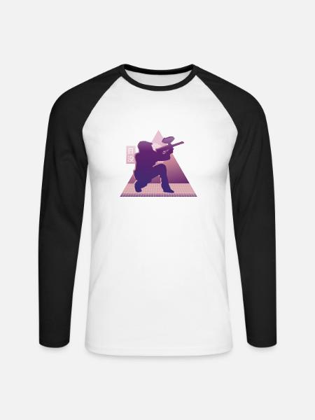 Vaporwave Paintball - Unisex Baseballshirt langarm - Weiß/Schwarz