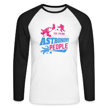 Astronaut im Universum - Unisex Baseballshirt langarm - Weiß/Schwarz - Vorne - Nik (191cm)