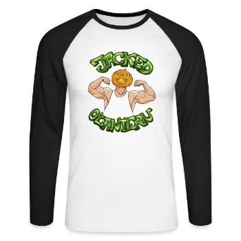 Jacked O'lantern - Unisex Baseballshirt langarm - Weiß/Schwarz - Vorne - Nik (191cm)
