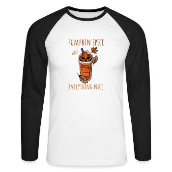 Pumpkin Autumn Halloween - Unisex Long Sleeve Baseball T-Shirt - white/black - Front - Nik (191cm)