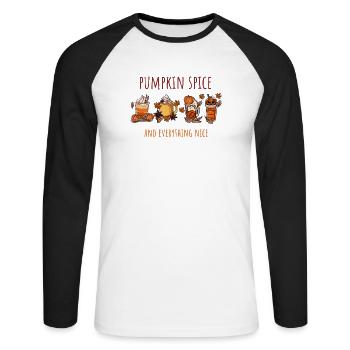 Pumpkin Autumn - Unisex Long Sleeve Baseball T-Shirt - white/black - Front - Nik (191cm)