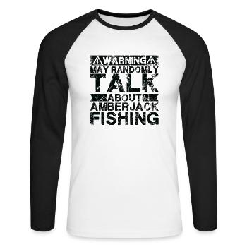 Fishing - Amberjack -Fish - Unisex Long Sleeve Baseball T-Shirt - white/black - Front - Nik (191cm)