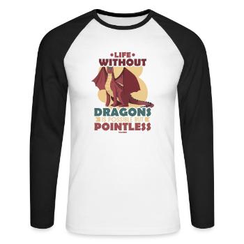 Life Without Dragons Is Possible But Pointless - Unisex Baseballshirt langarm - Weiß/Schwarz - Vorne - Nik (191cm)