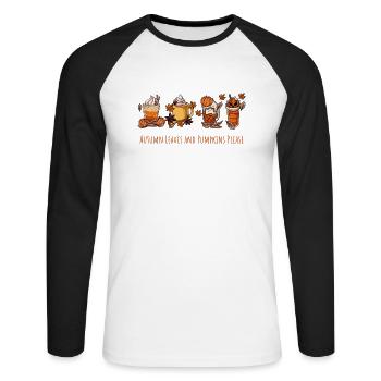 Autumn leaves and pumpkin autumn - Unisex Long Sleeve Baseball T-Shirt - white/black - Front - Nik (191cm)