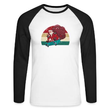 Santa Claus Tricks Skateboard Christmas Skate - Unisex Long Sleeve Baseball T-Shirt - white/black - Front - Nik (191cm)