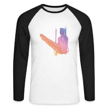 Silhouette gymnastique - T-shirt baseball manches longues Homme - blanc/noir - Devant - Nik (191cm)