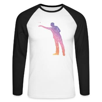 Silhouette de fléchettes - T-shirt baseball manches longues Homme - blanc/noir - Devant - Nik (191cm)