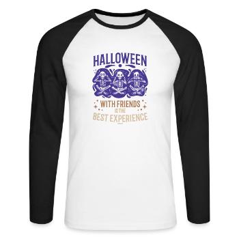 Halloween mit Freunden ist die beste Erfahrung - Unisex Baseballshirt langarm - Weiß/Schwarz - Vorne - Nik (191cm)