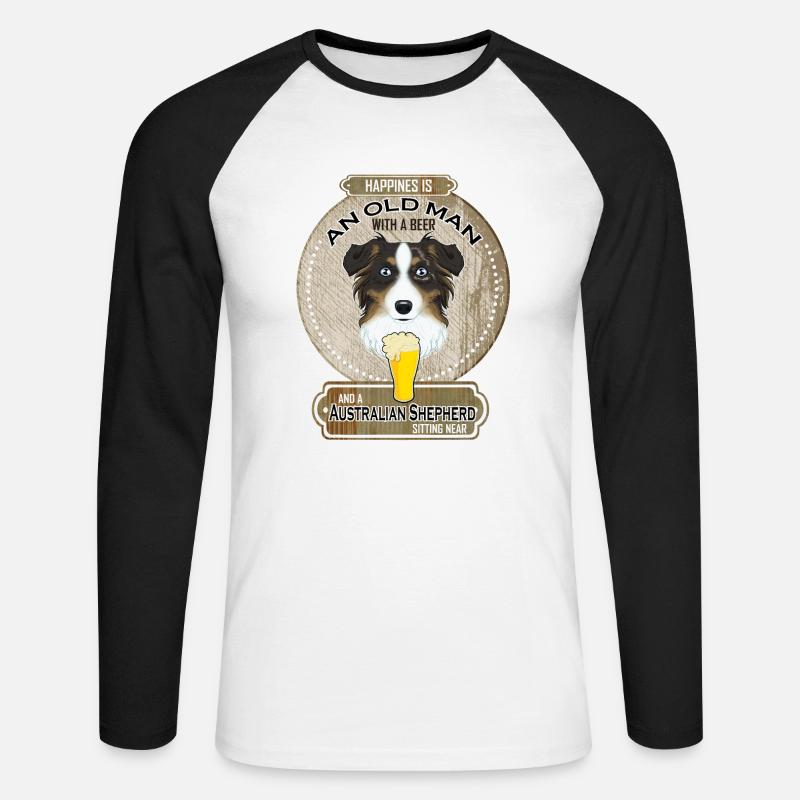 Australian Shepherd Dad Beer Lover - Unisex Baseballshirt langarm - Weiß/Schwarz