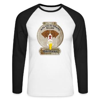 Brittany Dad Beer Lover - Unisex Baseballshirt langarm - Weiß/Schwarz - Vorne - Nik (191cm)