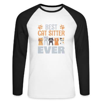 Best cat sitter ever for everyone - Unisex Long Sleeve Baseball T-Shirt - white/black - Front - Nik (191cm)
