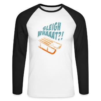Sleigh Whaaat?! Funny Sledding Designs T-Shirt - Unisex Baseballshirt langarm - Weiß/Schwarz - Vorne - Nik (191cm)