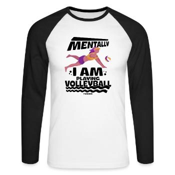 Volley-ball - T-shirt baseball manches longues Homme - blanc/noir - Devant - Nik (191cm)