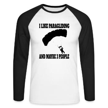 Paragleiter Paragliding Fallschirmspringen - Unisex Baseballshirt langarm - Weiß/Schwarz - Vorne - Nik (191cm)