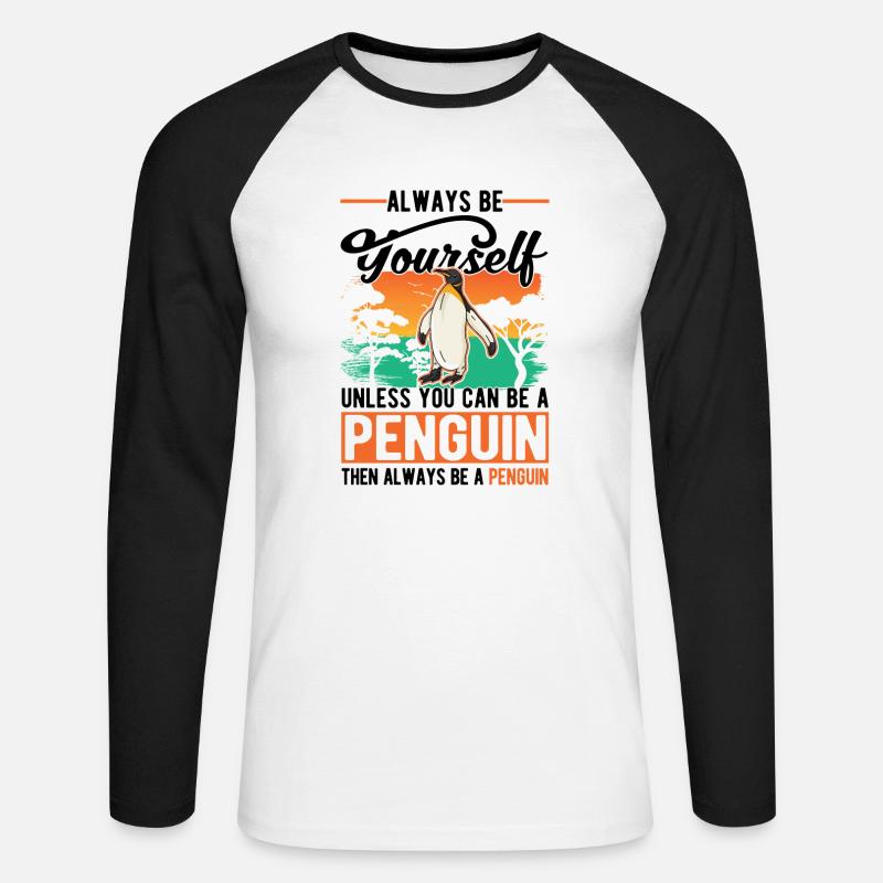 Pinguin Geschenk Penguin - Unisex Baseballshirt langarm - Weiß/Schwarz