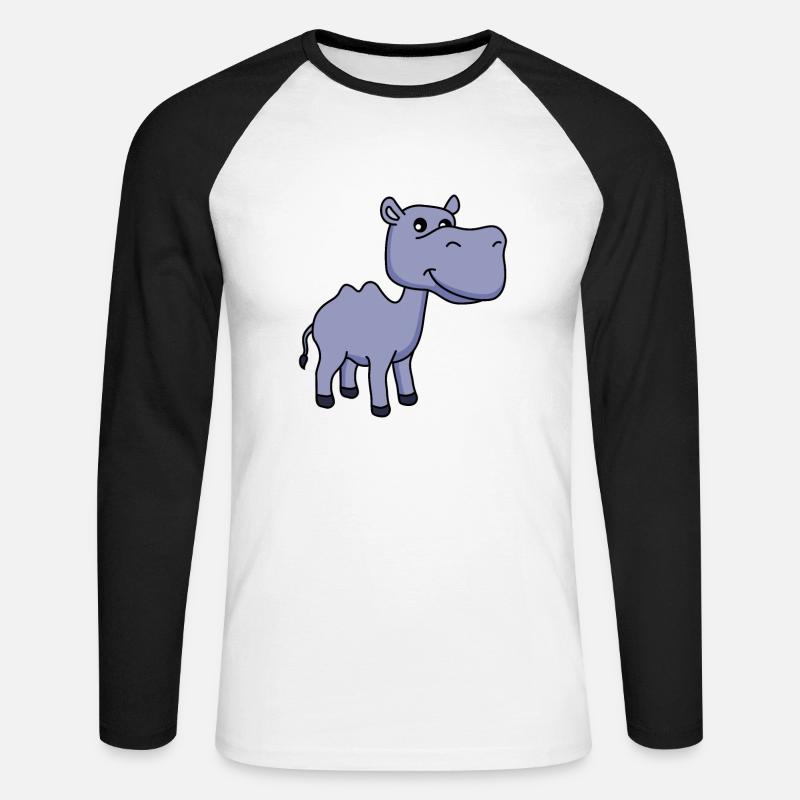 Kamel Comic - Unisex Baseballshirt langarm - Weiß/Schwarz