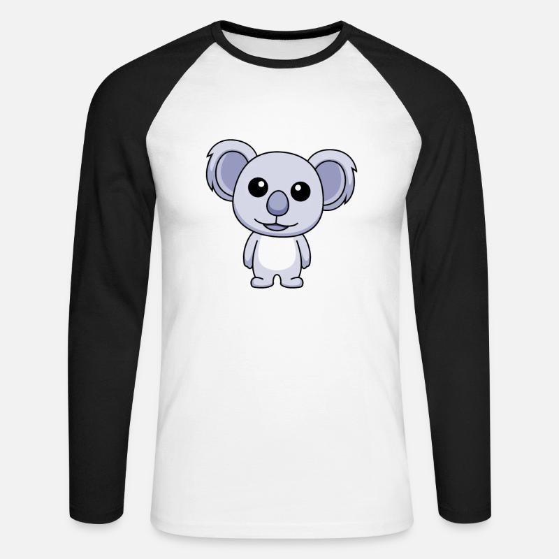 Koala Comic Tier - Unisex Baseballshirt langarm - Weiß/Schwarz