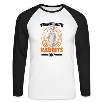 J’aime vraiment Rabbits Rabbit Rabbit - T-shirt baseball manches longues Homme - blanc/noir - Devant - Nik (191cm)