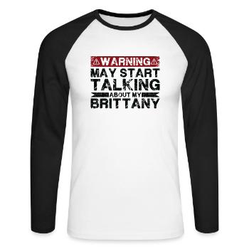 En parlant de Bretagne - T-shirt baseball manches longues Homme - blanc/noir - Devant - Nik (191cm)