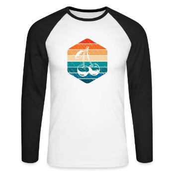 Cherry Fruit Lover Retro Healthy Gift idea - Unisex Baseballshirt langarm - Weiß/Schwarz - Vorne - Nik (191cm)