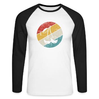 Cherry Fruit Lover Retro Healthy Gift idea - Unisex Baseballshirt langarm - Weiß/Schwarz - Vorne - Nik (191cm)