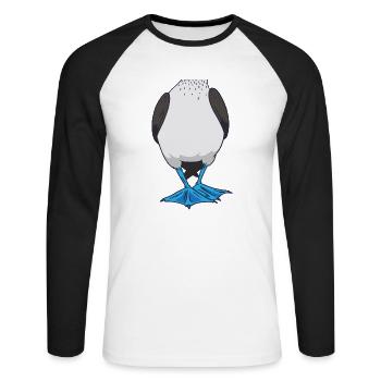 Booby Bird Drôle de costume d’Halloween - T-shirt baseball manches longues Homme - blanc/noir - Devant - Nik (191cm)