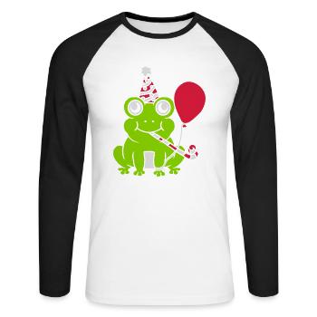 Geburtstag feiern Party Frosch - Unisex Baseballshirt langarm - Weiß/Schwarz - Vorne - Nik (191cm)