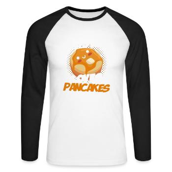 Pfannkuchen Liebhaber Geschenk Pfannkuchen Spruch - Unisex Baseballshirt langarm - Weiß/Schwarz - Vorne - Nik (191cm)