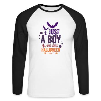 Nur ein Junge der Halloween liebt - Unisex Baseballshirt langarm - Weiß/Schwarz - Vorne - Nik (191cm)