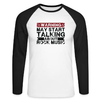 Über Rockmusik Sprechen - Unisex Baseballshirt langarm - Weiß/Schwarz - Vorne - Nik (191cm)