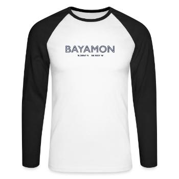 Coordonnées de la ville des États-Unis - Bayamon - T-shirt baseball manches longues Homme - blanc/noir - Devant - Nik (191cm)