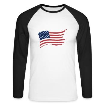 Laissez la liberté SONNER Awesome Patriotic American - T-shirt baseball manches longues Homme - blanc/noir - Devant - Nik (191cm)