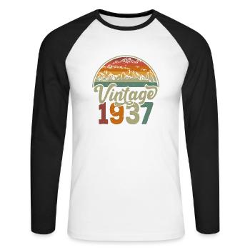 Vintage 1937 - Unisex Long Sleeve Baseball T-Shirt - white/black - Front - Nik (191cm)