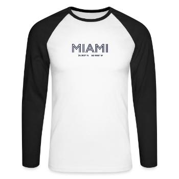 USA Stadt Koordinaten - Miami - Unisex Baseballshirt langarm - Weiß/Schwarz - Vorne - Nik (191cm)