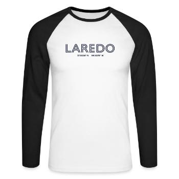 USA City Coordinates - Laredo - Unisex Long Sleeve Baseball T-Shirt - white/black - Front - Nik (191cm)