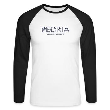 Coordonnées de la ville des États-Unis - Peoria - T-shirt baseball manches longues Homme - blanc/noir - Devant - Nik (191cm)