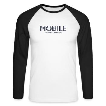 USA Stadt Koordinaten - Mobile - Unisex Baseballshirt langarm - Weiß/Schwarz - Vorne - Nik (191cm)