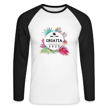 Croatia 2023 Colorful - Unisex Long Sleeve Baseball T-Shirt - white/black - Front - Nik (191cm)