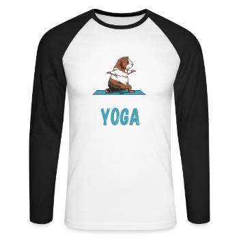 Yoga Meerscheinchen Yogaübung Stretching Dehnen - Unisex Baseballshirt langarm - Weiß/Schwarz - Vorne - Nik (191cm)