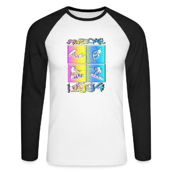 Génial depuis 1994. Style de vie Wakeboard - T-shirt baseball manches longues Homme - blanc/noir - Devant - Nik (191cm)