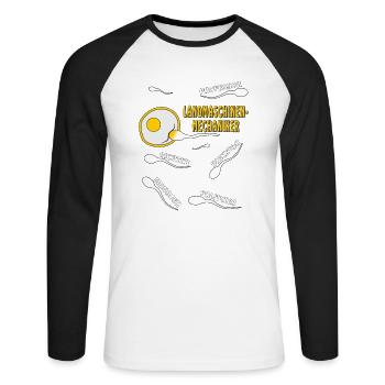 LANDMASCHINEN-MECHANIKER - Unisex Baseballshirt langarm - Weiß/Schwarz - Vorne - Nik (191cm)
