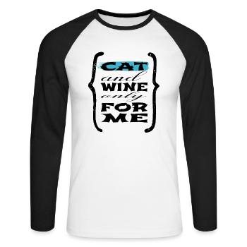 guenon avacato cute cat collage tshirts animal cat - Unisex Long Sleeve Baseball T-Shirt - white/black - Front - Nik (191cm)