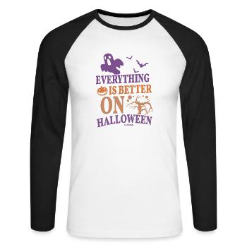 Alles ist an Halloween besser - Unisex Baseballshirt langarm - Weiß/Schwarz - Vorne - Nik (191cm)