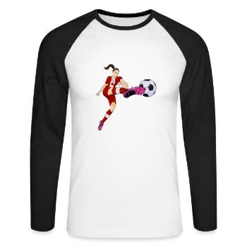 Équipe nationale canadienne de soccer I Football Canada - T-shirt baseball manches longues Homme - blanc/noir - Devant - Nik (191cm)