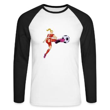 Danish National Soccer Team I Football Denmark - Unisex Baseballshirt langarm - Weiß/Schwarz - Vorne - Nik (191cm)
