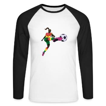 Ghana National Soccer Team I Football Ghana - Unisex Long Sleeve Baseball T-Shirt - white/black - Front - Nik (191cm)